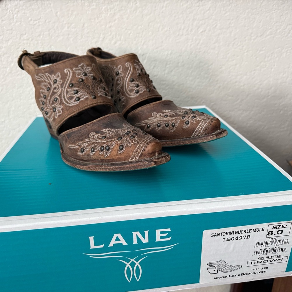 Lane Santorini Buckle Mule Ankle Boots - Brown